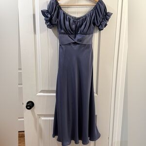 Hello Molly Satin Dress in Blue